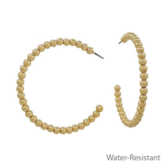 Gold Beaded Hoop Earring