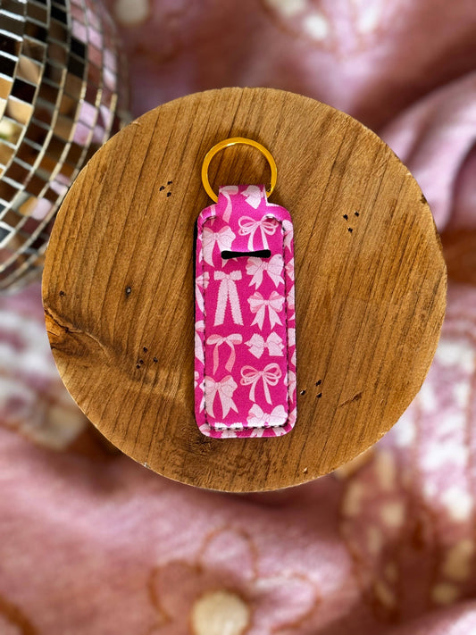 Lip Balm Keychain - Pink Bows