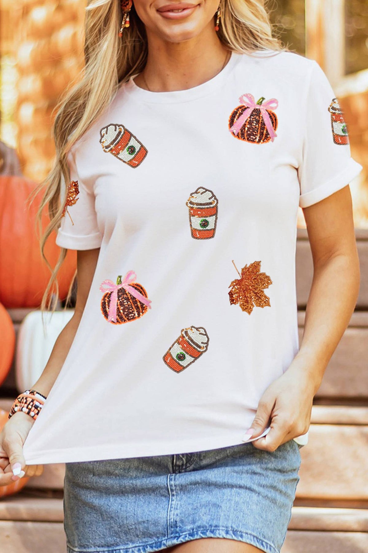 Pumpkin Sequin Top