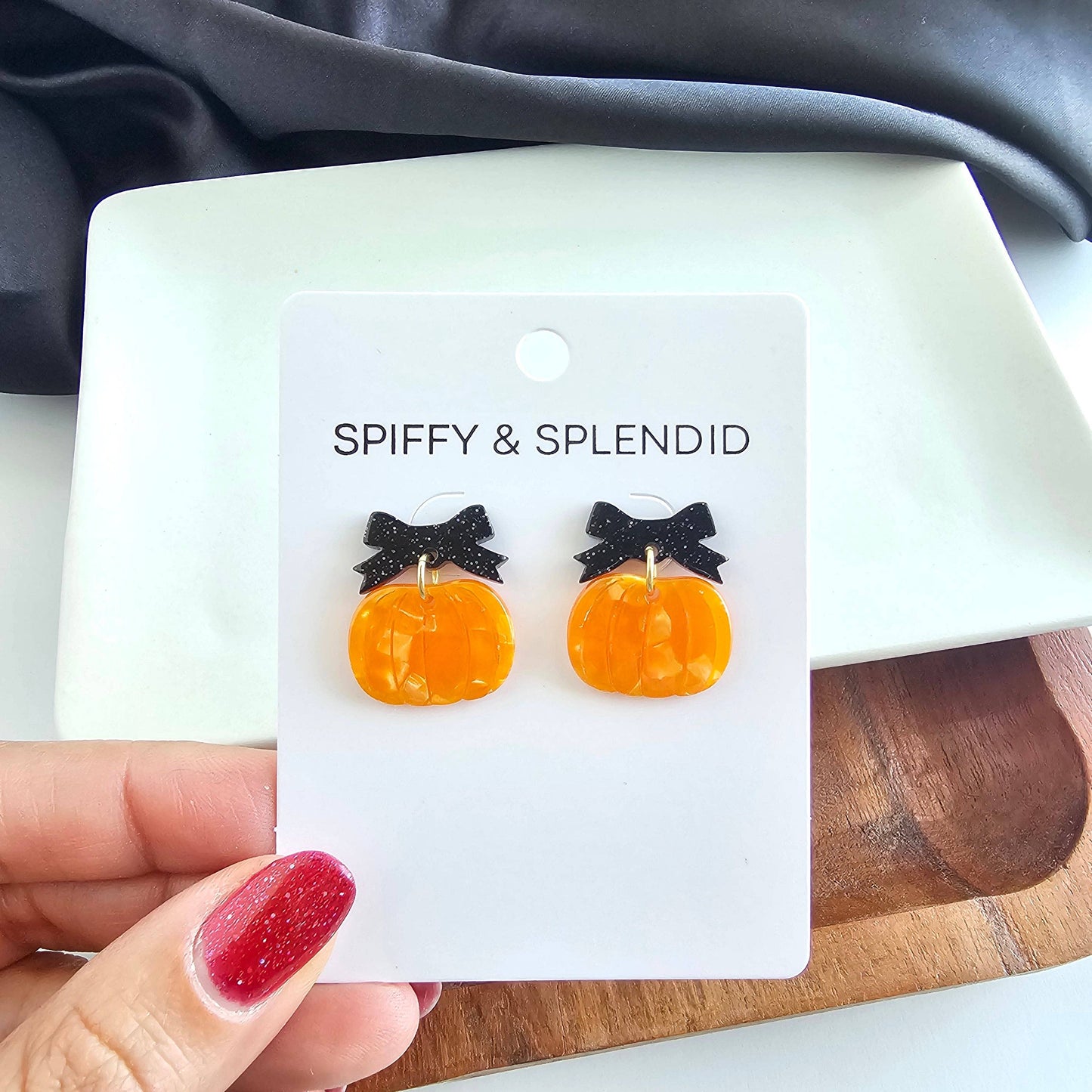 Bow Pumpkin Patch Earrings - Orange // Jewelry, Fall, Halloween