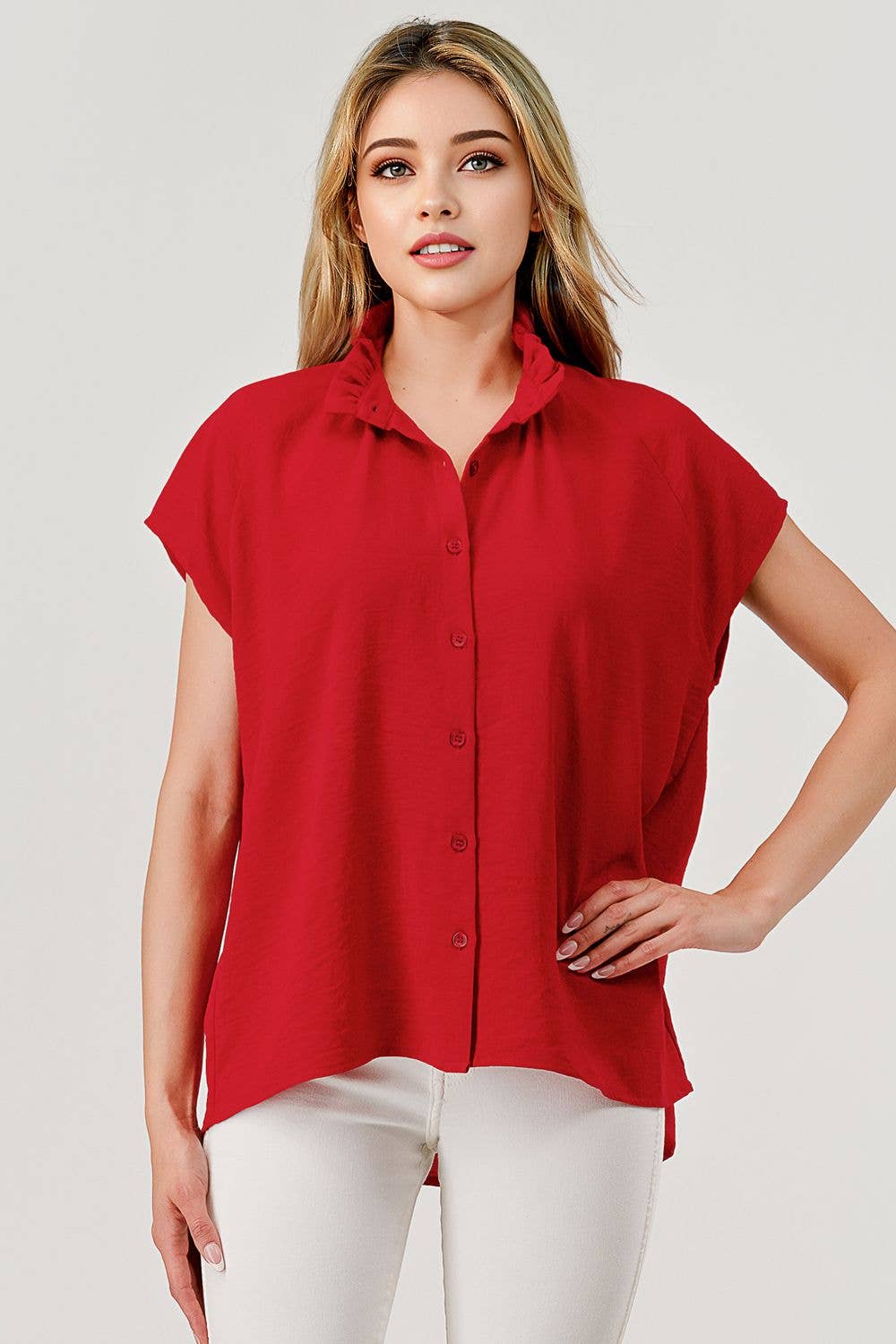 Lila Button Down Short Sleeve