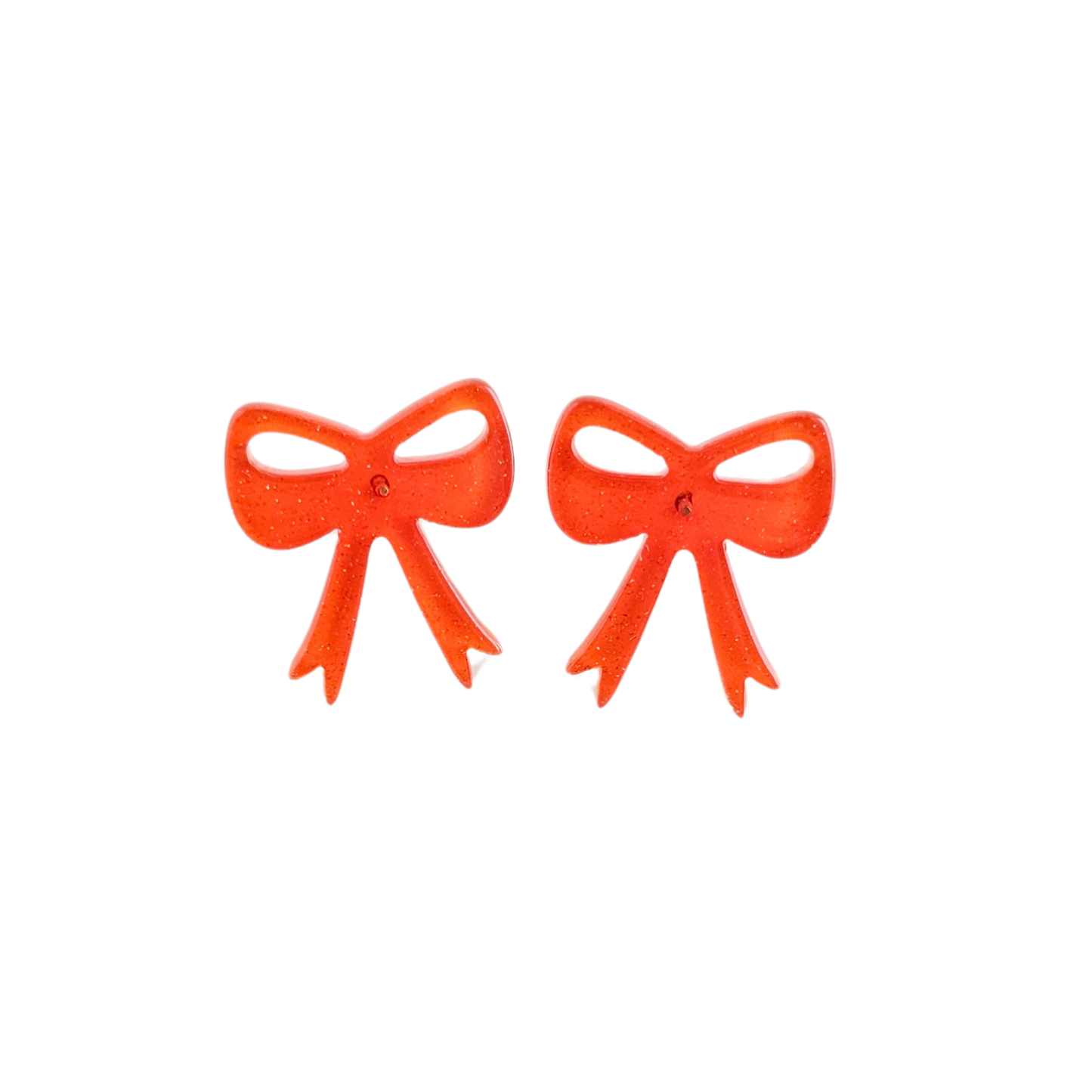 Bow Studs - Orange Glitter // Game Day Earrings