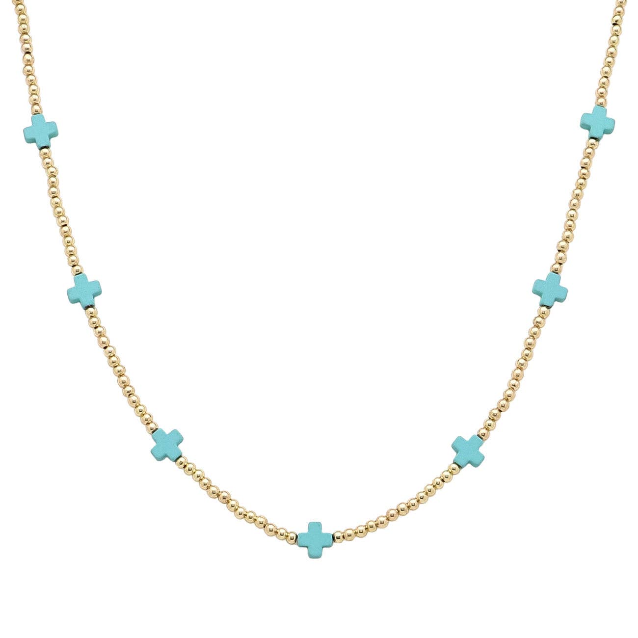 Turquoise Cross 16"-18" Necklace