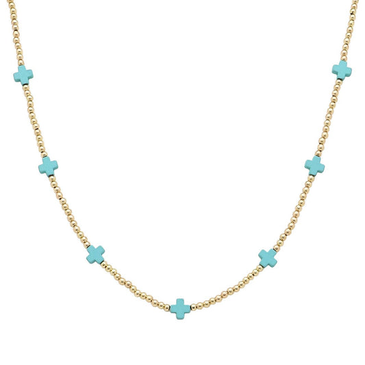 Turquoise Cross 16"-18" Necklace