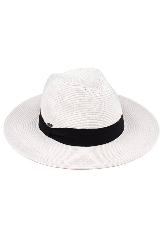 Adjustable String Straw Hat: White/Black
