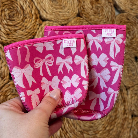 Iced Coffee Sleeve - Pink Bows