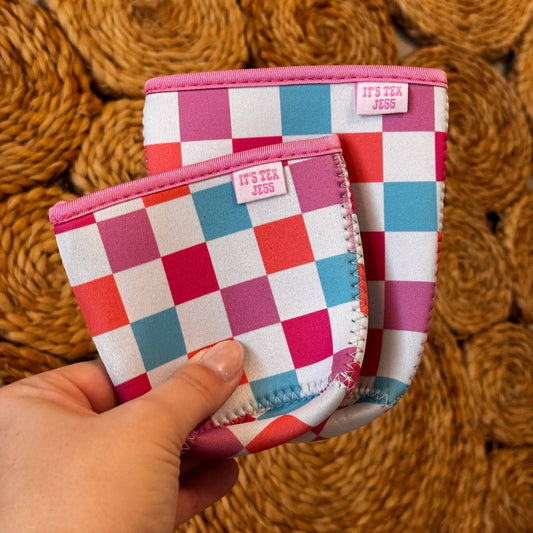 Iced Coffee Sleeve - Colorful Checkered