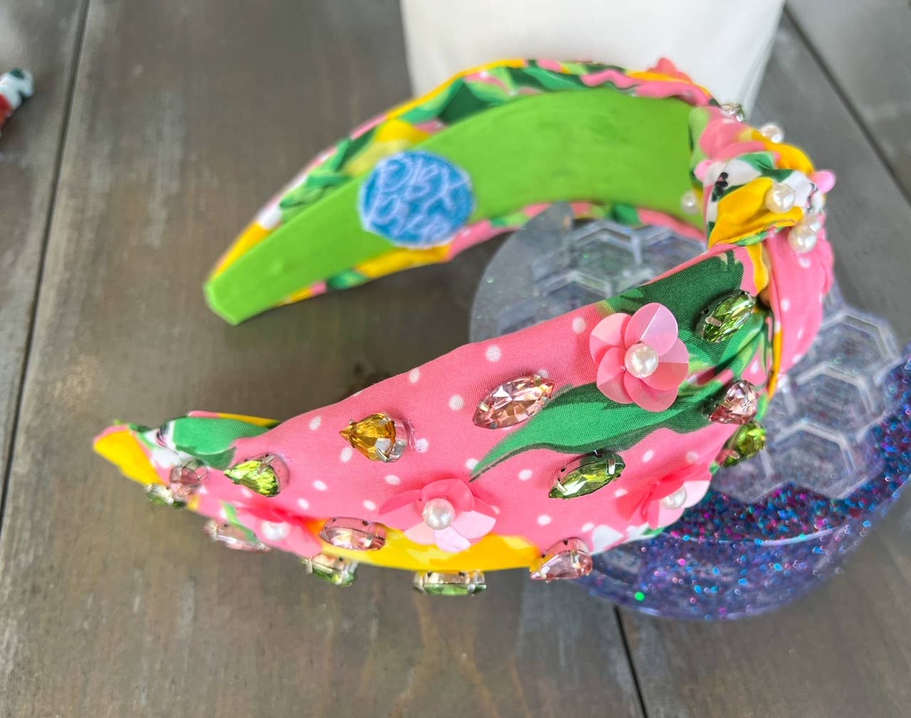 Julie Lemon Floral Pearls Resort Wear Spring Beaded Headband