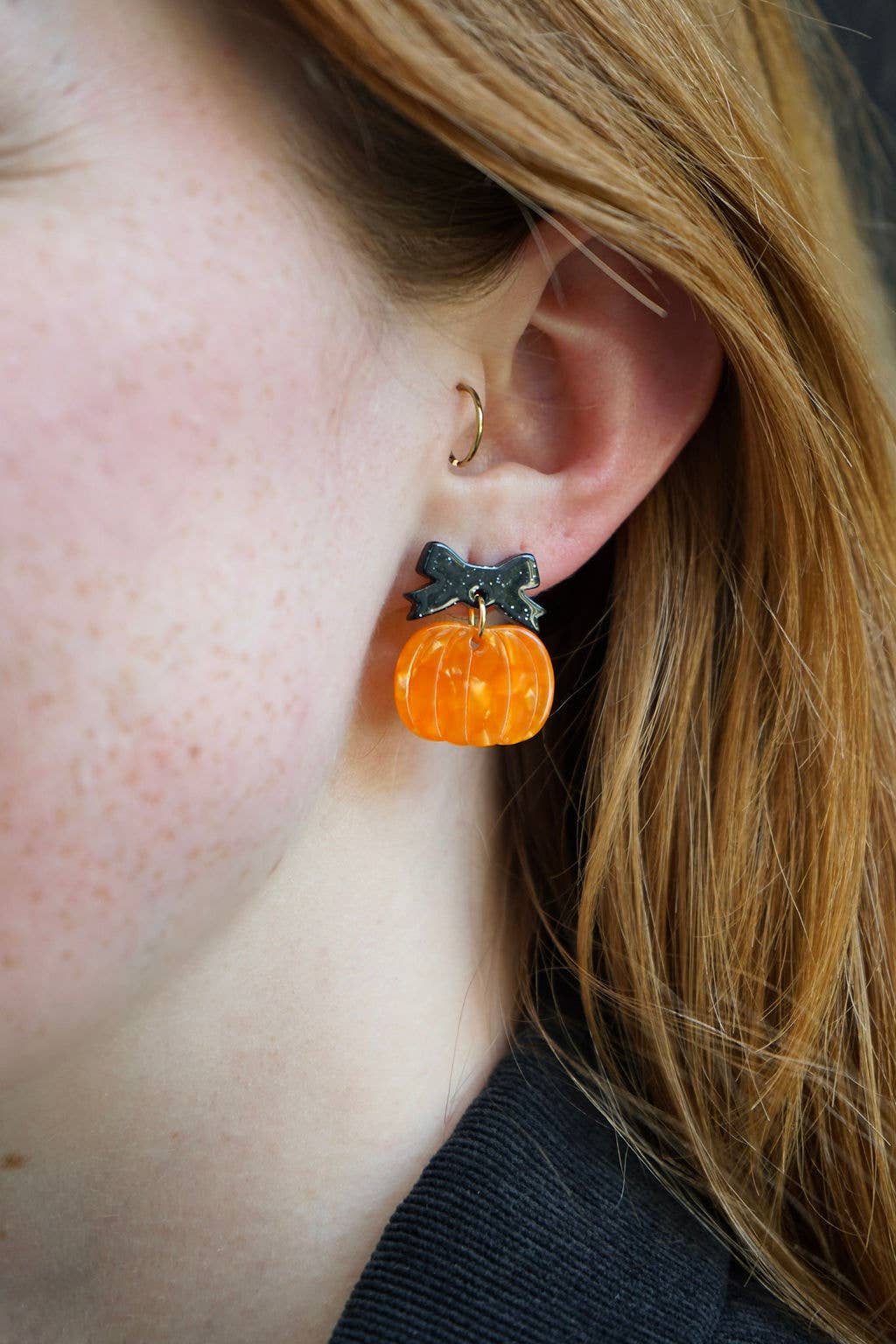 Bow Pumpkin Patch Earrings - Orange // Jewelry, Fall, Halloween
