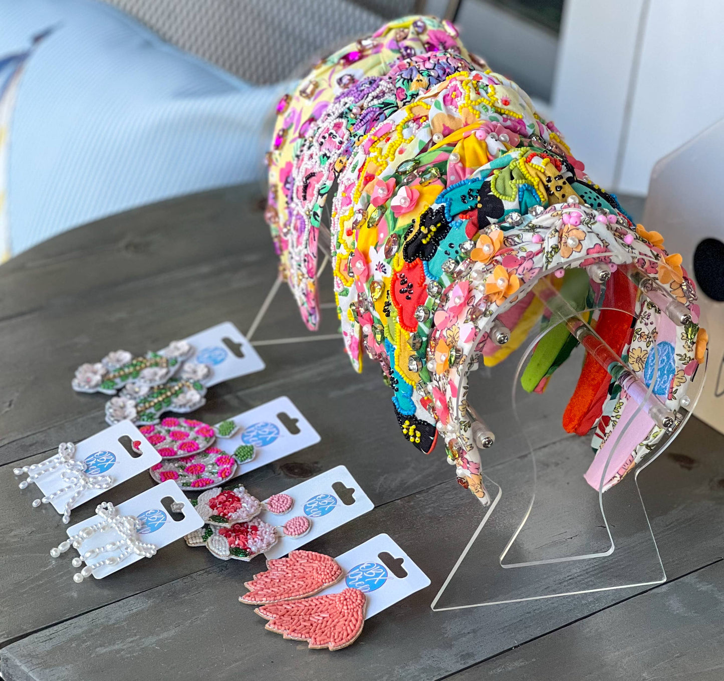 Julie Lemon Floral Pearls Resort Wear Spring Beaded Headband