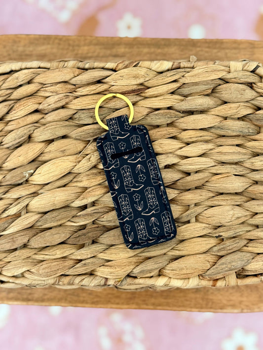Lip Balm Keychain - Cowgirl Boot - Black