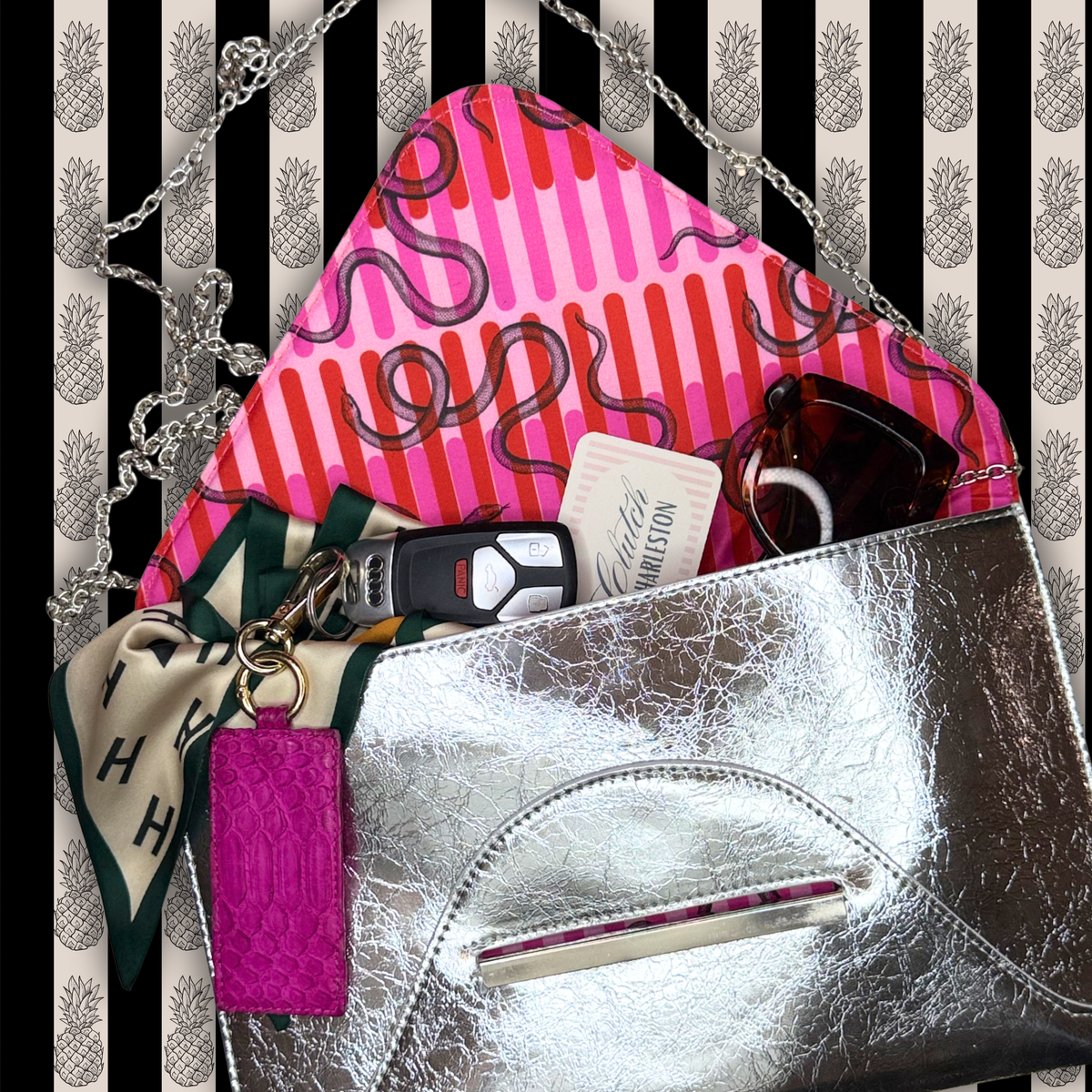Society Clutch-Silver