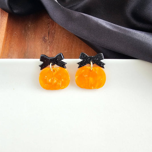 Bow Pumpkin Patch Earrings - Orange // Jewelry, Fall, Halloween