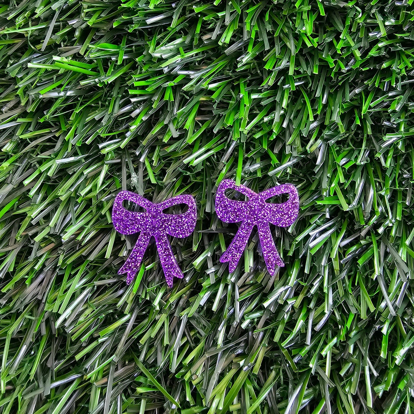 Bow Studs - Purple Glitter // Game Day Earrings