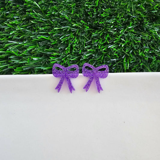 Bow Studs - Purple Glitter // Game Day Earrings