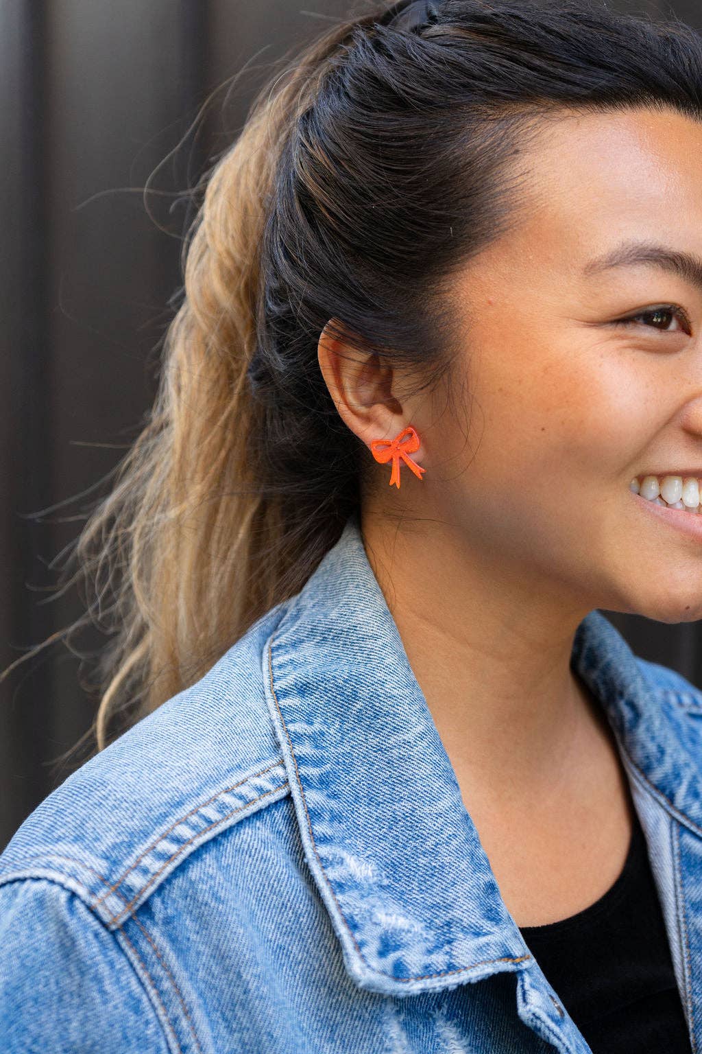 Bow Studs - Orange Glitter // Game Day Earrings