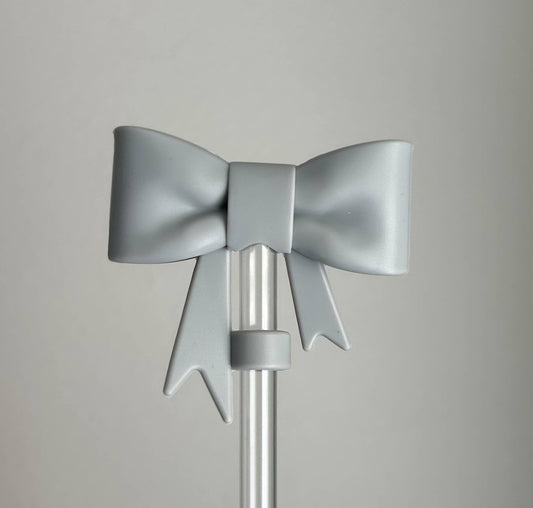 Bow Straw Topper -Grey