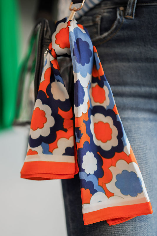 Floral Illustrated Layered Bandana Summer Scarf