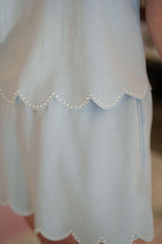 Princess Pearl Blue Scalloped Skort Set