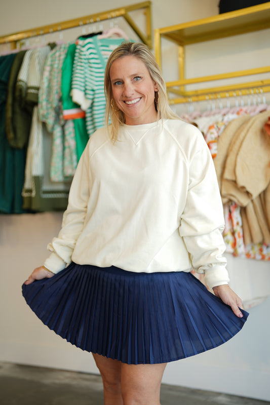 Navy Pleated Athletic Skirt