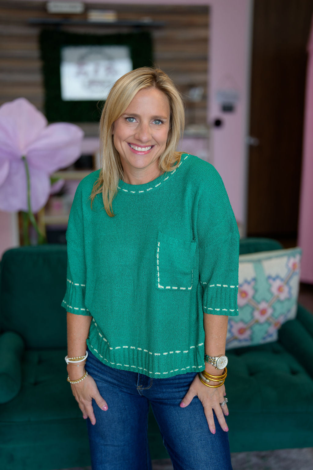 Stitch Detail Knit Sweater Top