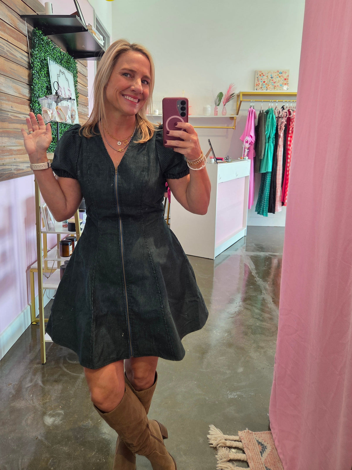 Cords Dress-Green