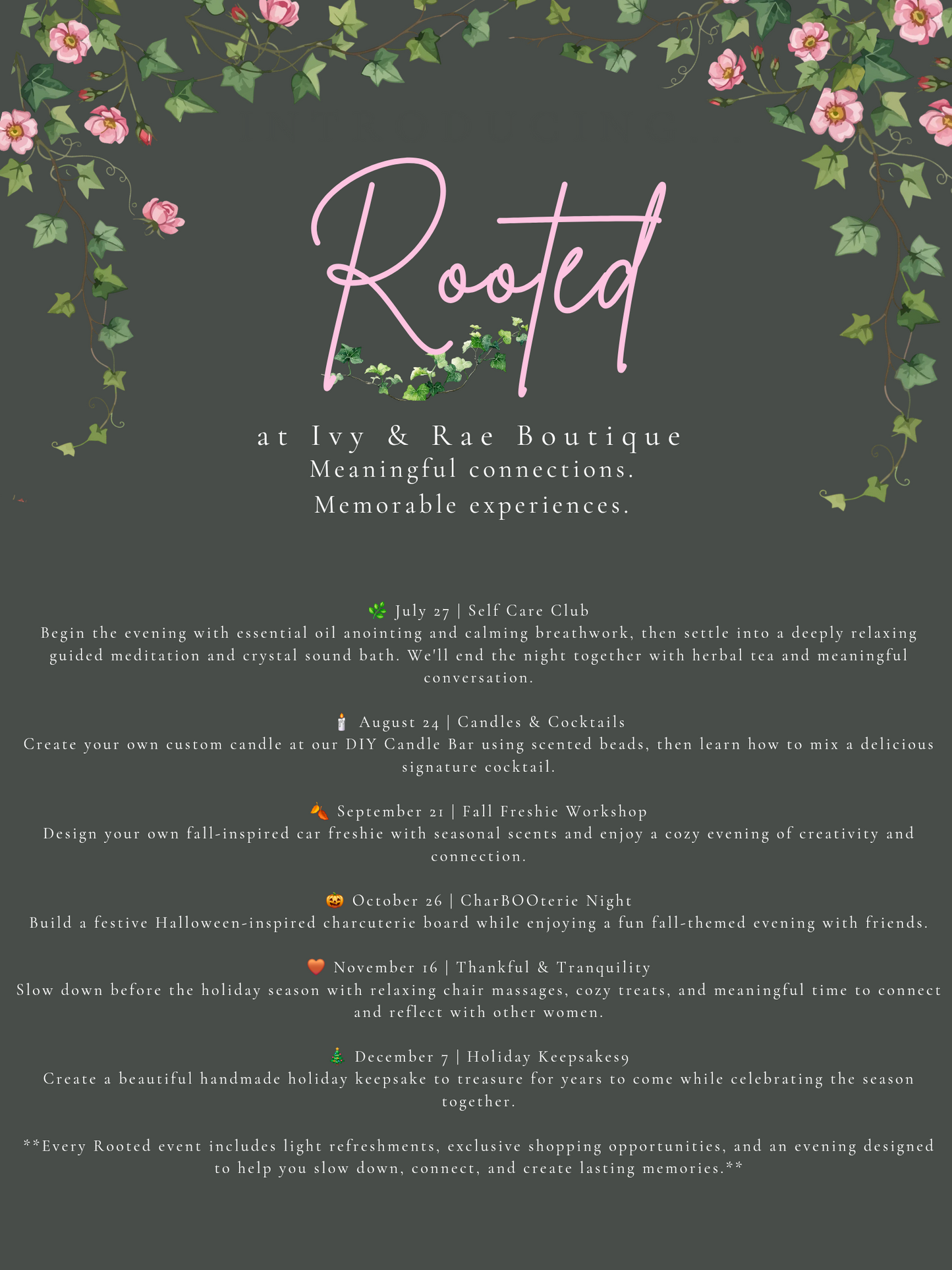 Rooted at Ivy & Rae Boutique 2026 Membership