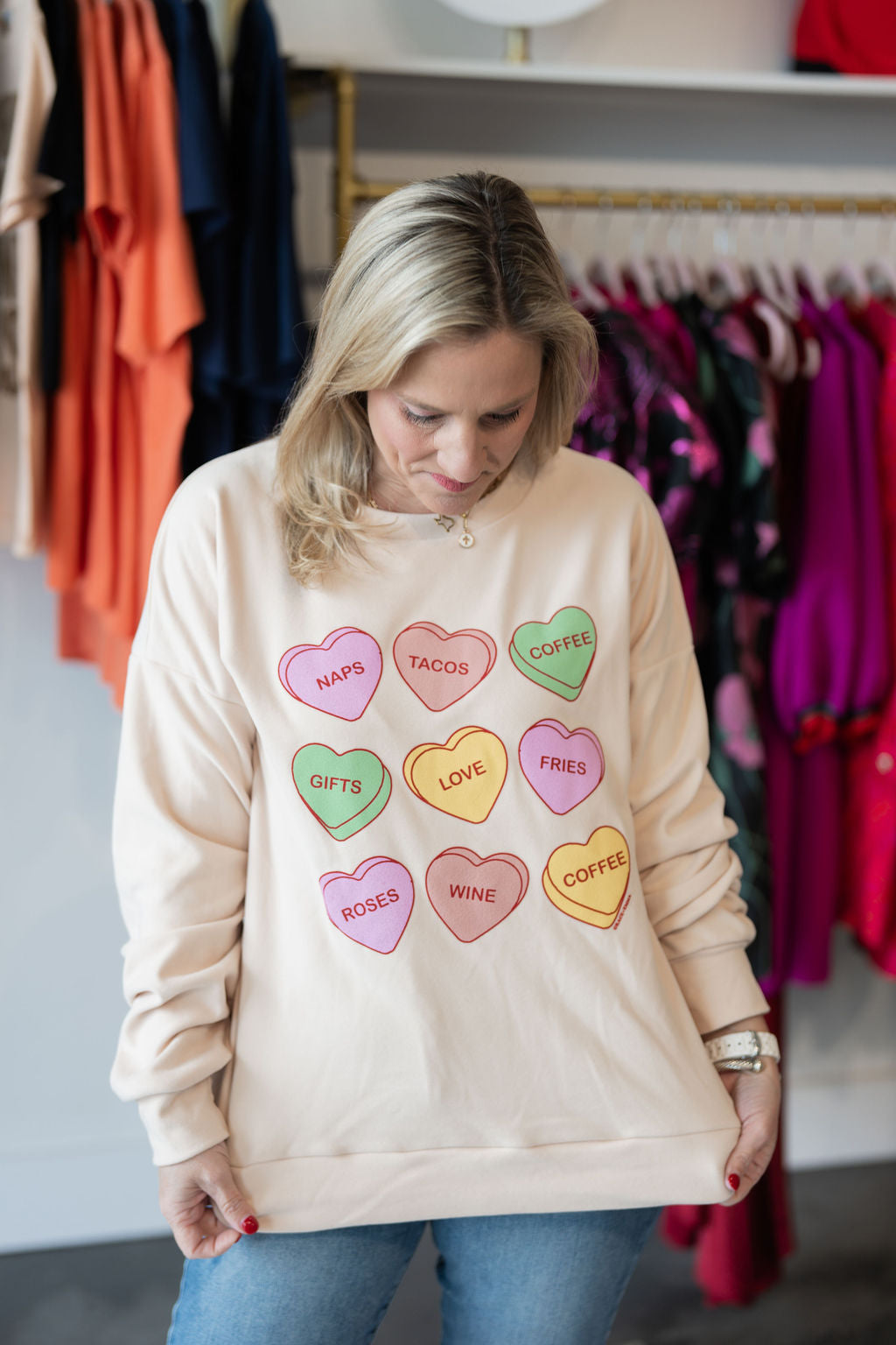 My Favorite Things Micro Fleece Crewneck, Ivory