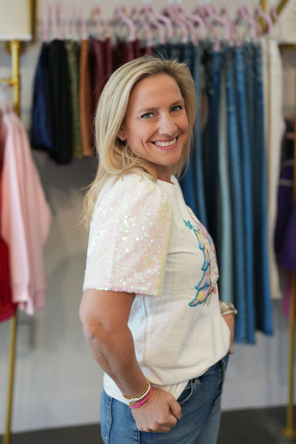 Festive Forest on Princess Top, White