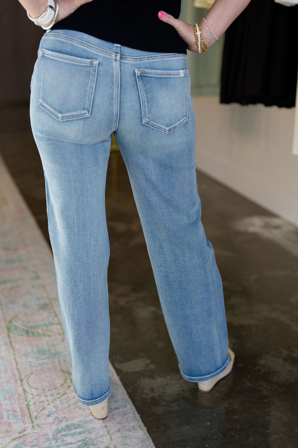 Mid Rise Straight Leg Jeans