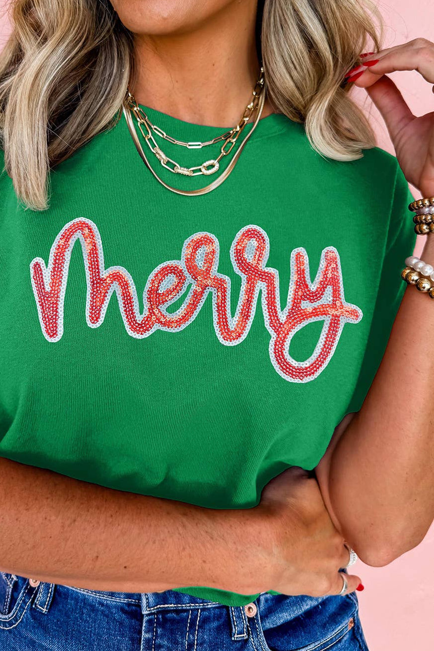 Merry Christmas Sequin Tee