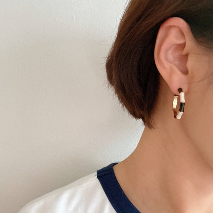 Small Color Block Baboo Hoop Earrings