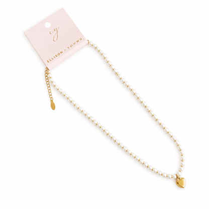 Pearl & Gold Bauble Heart Necklace