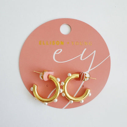 Pearl Accent Hoop Earrings