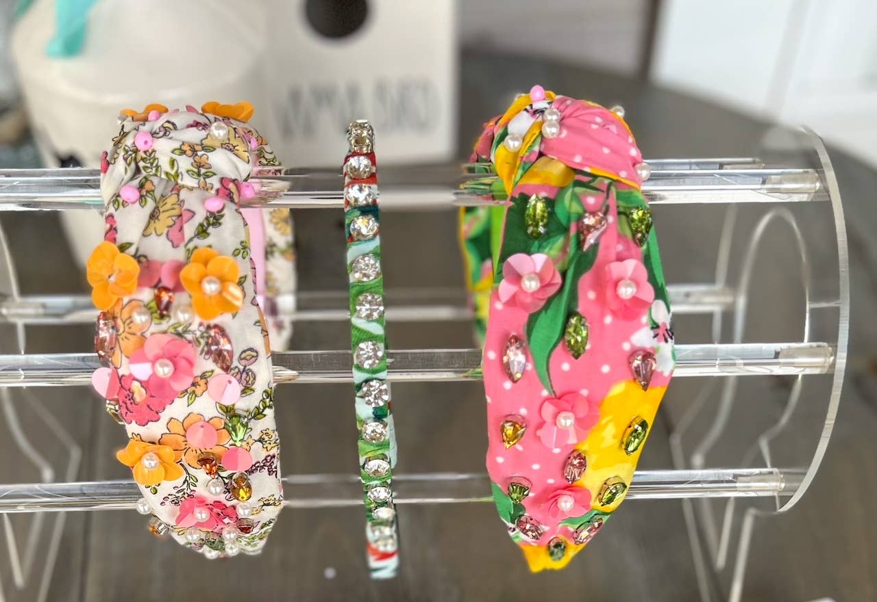 Julie Lemon Floral Pearls Resort Wear Spring Beaded Headband