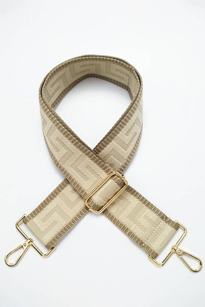 Geometric Pattern Bag Strap - Beige/Navy