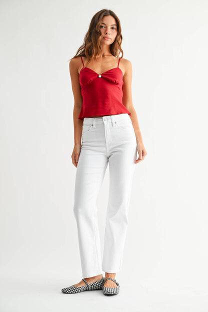 Straight Leg White Jeans