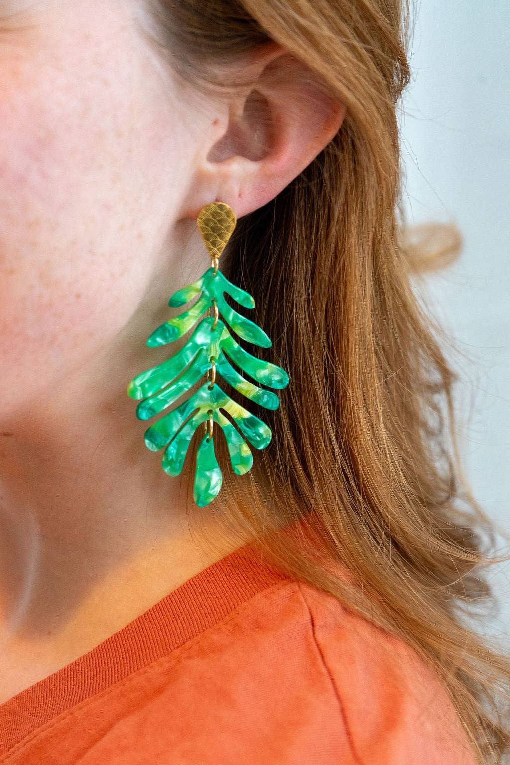 Palm Earrings - Green