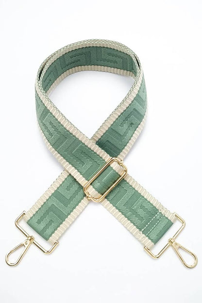 Geometric Pattern Bag Strap - Beige/Navy