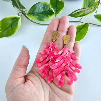 Palm Earrings - Hot Pink