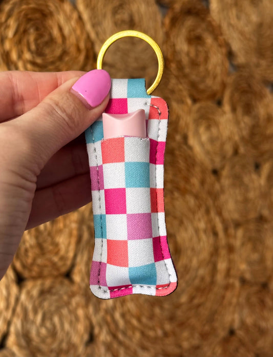 Lip Balm Keychain  - Checkered