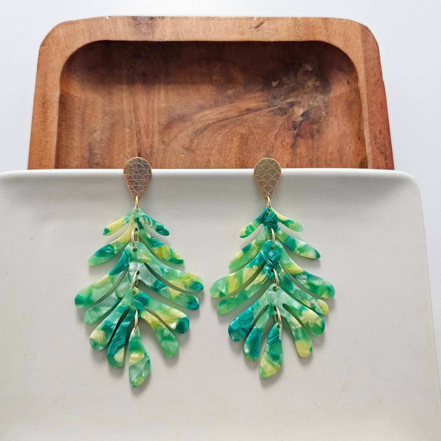 Palm Earrings - Green