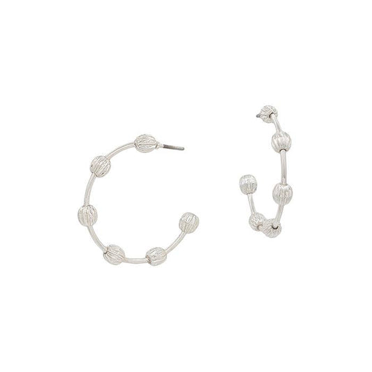 Silver Textured 1" Hoop Earring