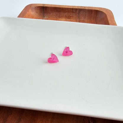 Hand Drawn Heart Studs - Hot Pink // Valentine's Earrings, Jewelry