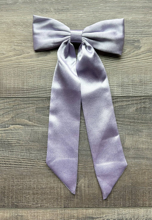 Long Satin Hair Bow with Alligator Clip