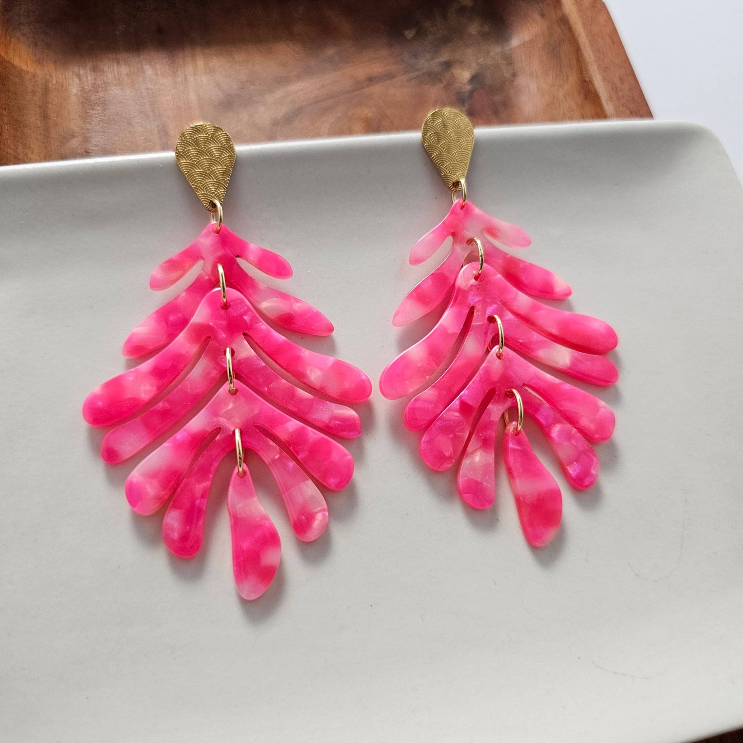 Palm Earrings - Hot Pink