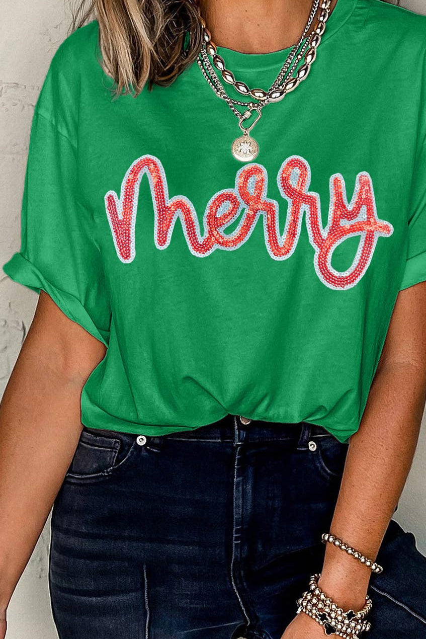 Merry Christmas Sequin Tee