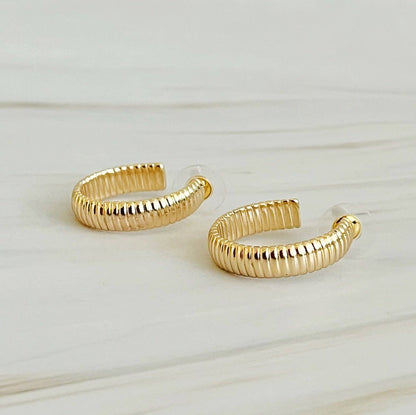 Cabled Golden Hoop Earrings