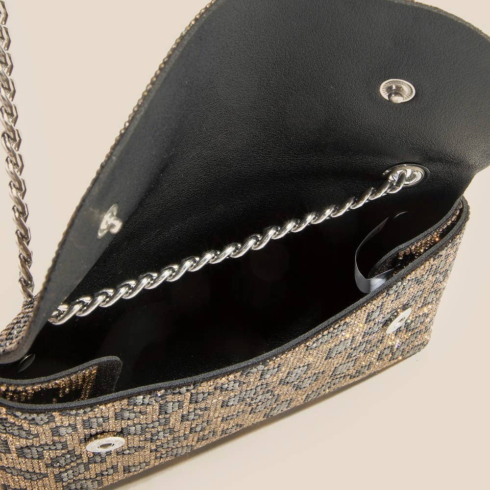 Animal Print Full Rhinestone Studded Evening Bag
