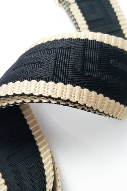 Geometric Pattern Bag Strap - Beige/Navy